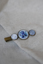 Barrette fleurs bleus