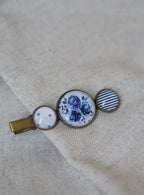 Barrette fleurs bleus
