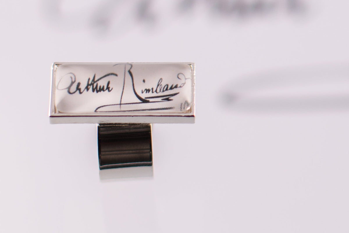 Bague cabochon rectangle argent Arthur RIMBAUD bijou littérature Collection : Signature