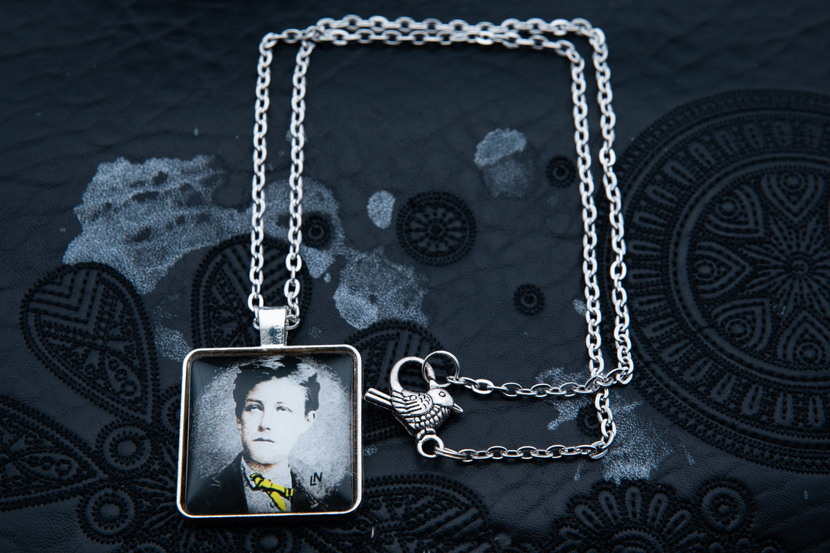 Collier carré argent bijou littéraire poème "MAUVAIS SANG" Collection : Une saison en enfer