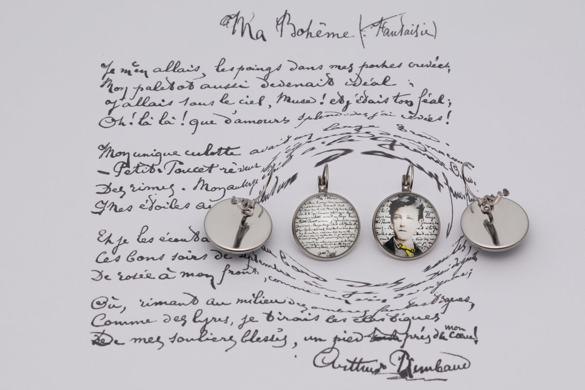 Boucles d'oreilles argent bijoux littéraire Collection : Ma Bohème