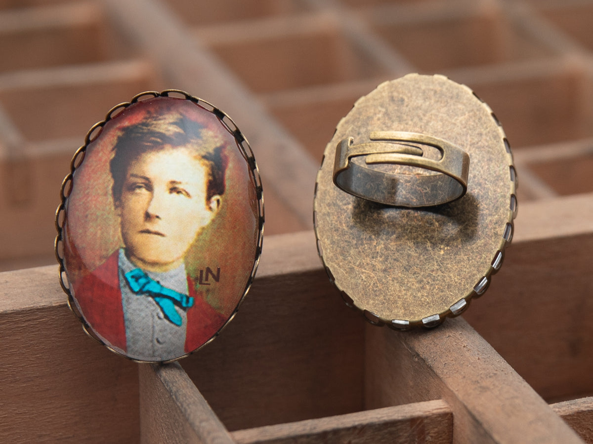 Bague bronze ovale dentelle Arthur RIMBAUD bijou littéraire  Collection L'HOMME AUX SEMELLES DE VENT