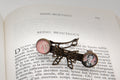 Barrette petite cheveux bronze Arthur RIMBAUD bijou poète Rose fond liberty cabochon Collection les illuminations poème "BEING BEAUTEOUS"