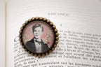 Bague bronze ronde Arthur RIMBAUD bijou littéraire Rose fond liberty cabochon Collection les illuminations poème "ENFANCE  I"