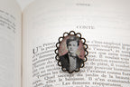 Bague bronze ovale dentelle Arthur RIMBAUD bijou littéraire Rose fond liberty cabochon Collection les illuminations poème "CONTE"