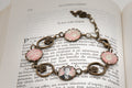 Bracelet fleurs bronze Arthur RIMBAUD bijou littéraire Rose fond liberty cabochon Collection les illuminations poème "VAGABONDS"