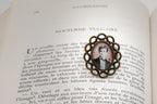 Bague bronze ovale Arthur RIMBAUD bijou littéraire Rose fond liberty cabochon Collection les illuminations poème "NOCTURNE VULGAIRE"
