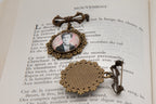 Broche bronze Arthur RIMBAUD bijou littéraire Rose fond liberty cabochon Collection les illuminations poème "MOUVEMENT"