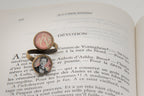 Bague bronze double cabochon Arthur RIMBAUD bijou littéraire Rose fond liberty  Collection les illuminations poème "DEVOTION"